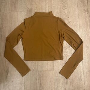 Lululemon All Aligned Mock Neck Long Sleeve Cropped Shirt Spiced Bronze Size 6